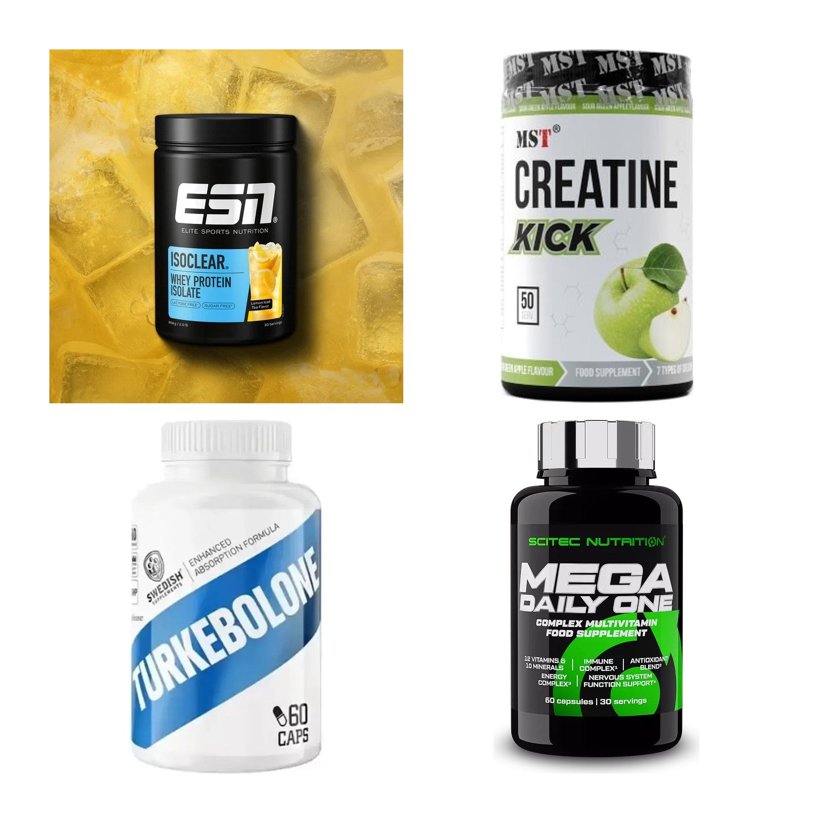 Wettkampfvorbereitung: ESN ISOCLEAR + MST Creatine + 2 weitere – alle enthaltenen Artikel