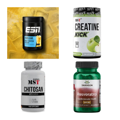 Wettkampfvorbereitung: ESN ISOCLEAR + MST Creatine + 2 weitere – alle enthaltenen Artikel