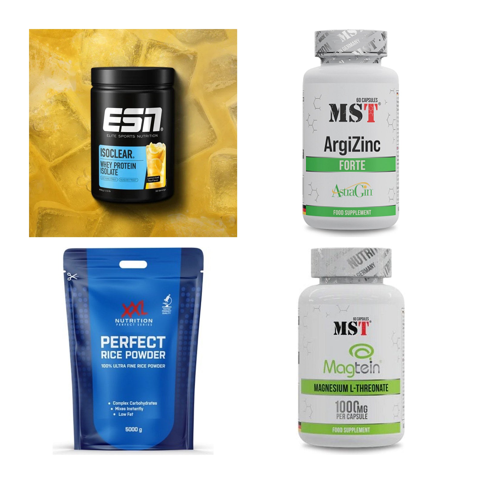 Wettkampfvorbereitung: ESN ISOCLEAR + MST ArgiZinc + 2 weitere – alle enthaltenen Artikel
