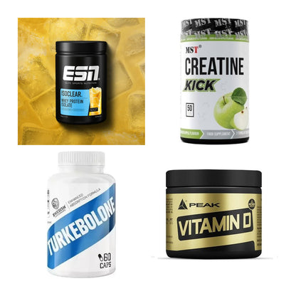 Wettkampfvorbereitung: ESN ISOCLEAR + MST Creatine + 2 weitere – alle enthaltenen Artikel