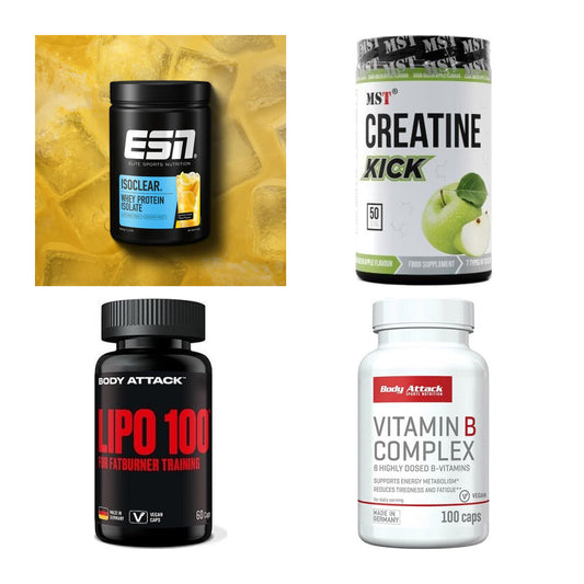 Wettkampfvorbereitung: ESN ISOCLEAR + MST Creatine + 2 weitere – alle enthaltenen Artikel