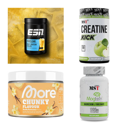 Wettkampfvorbereitung: ESN ISOCLEAR + MST Creatine + 2 weitere – alle enthaltenen Artikel