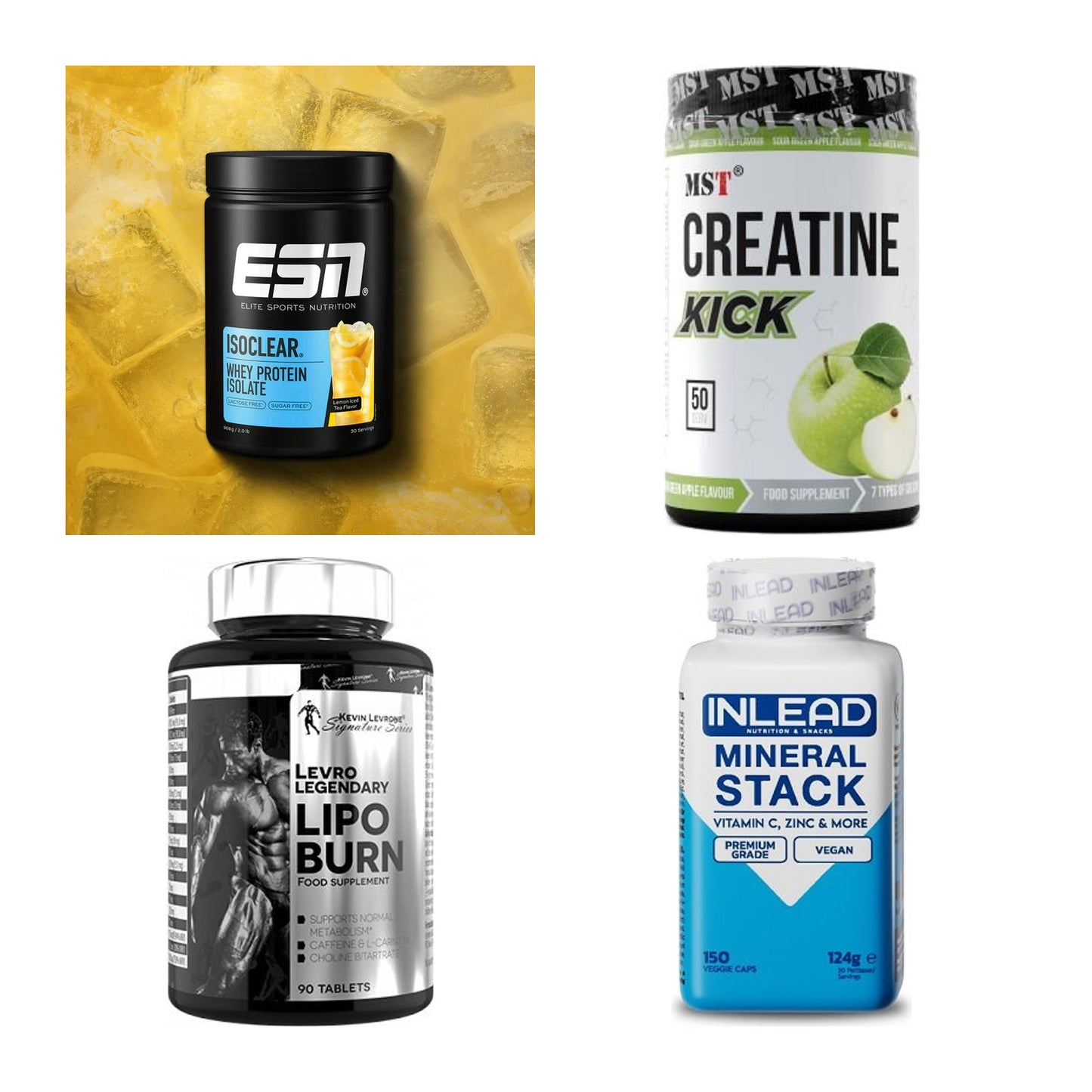 Wettkampfvorbereitung: ESN ISOCLEAR + MST Creatine + 2 weitere – alle enthaltenen Artikel