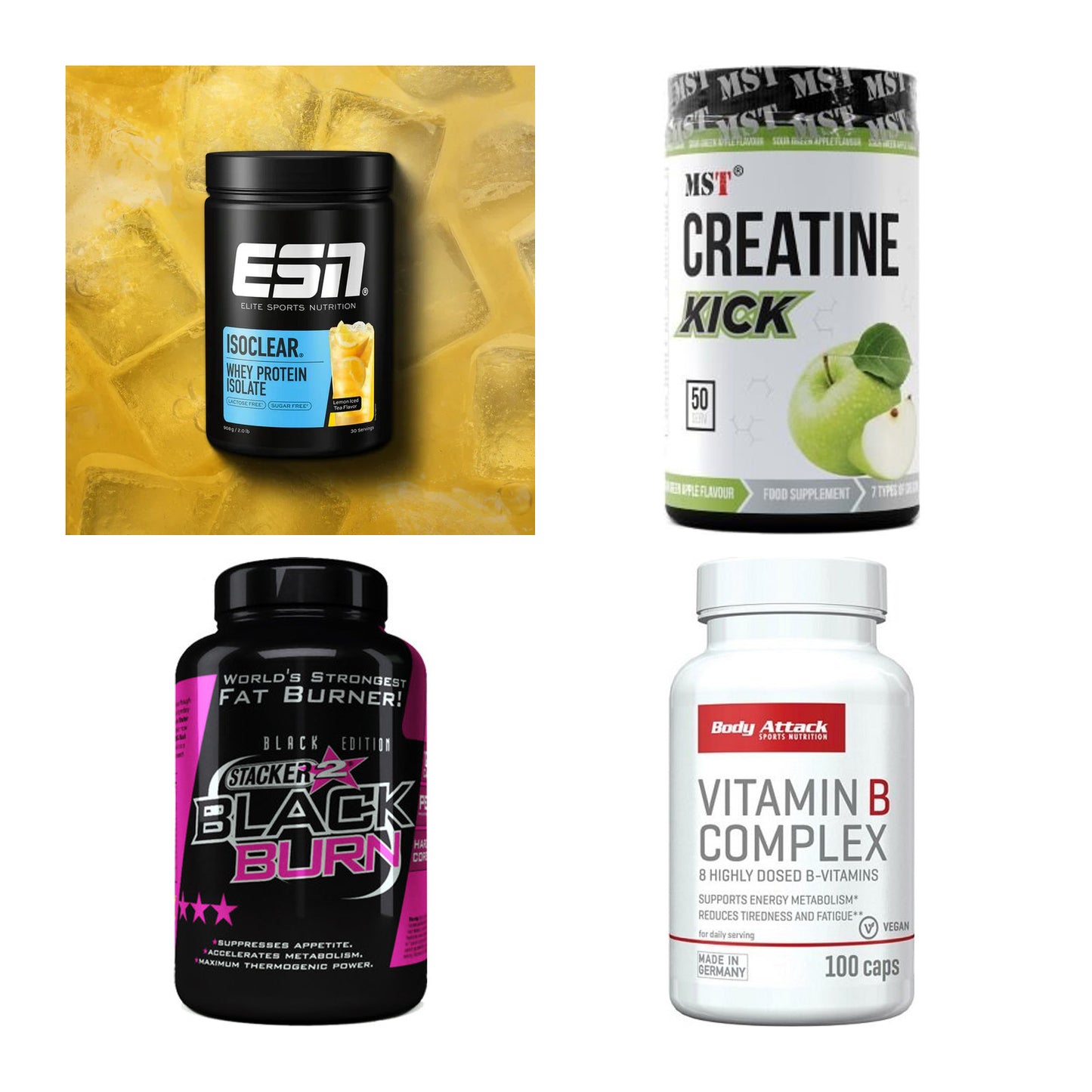 Wettkampfvorbereitung: ESN ISOCLEAR + MST Creatine + 2 weitere – alle enthaltenen Artikel