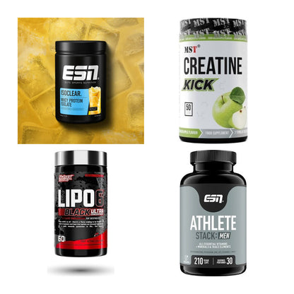 Wettkampfvorbereitung: ESN ISOCLEAR + MST Creatine + 2 weitere – alle enthaltenen Artikel