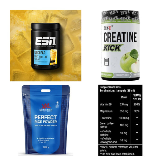 Wettkampfvorbereitung: ESN ISOCLEAR + MST Creatine + 2 weitere – alle enthaltenen Artikel