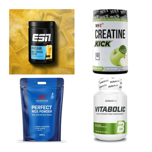 Wettkampfvorbereitung: ESN ISOCLEAR + MST Creatine + 2 weitere – alle enthaltenen Artikel