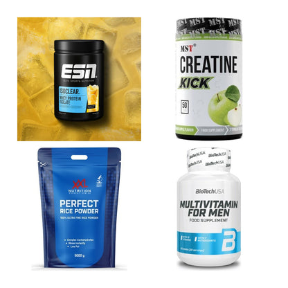 Wettkampfvorbereitung: ESN ISOCLEAR + MST Creatine + 2 weitere – alle enthaltenen Artikel