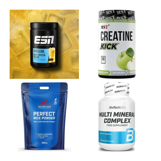 Wettkampfvorbereitung: ESN ISOCLEAR + MST Creatine + 2 weitere – alle enthaltenen Artikel