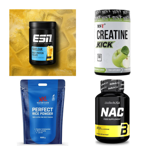 Wettkampfvorbereitung: ESN ISOCLEAR + MST Creatine + 2 weitere – alle enthaltenen Artikel