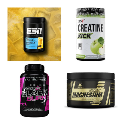 Wettkampfvorbereitung: ESN ISOCLEAR + MST Creatine + 2 weitere – alle enthaltenen Artikel