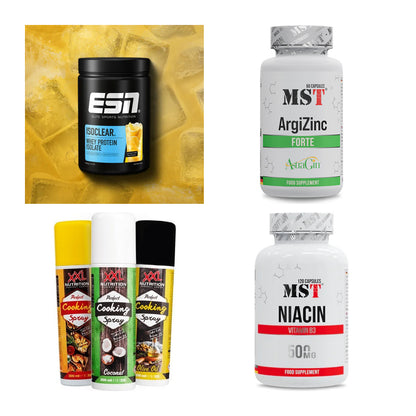 Wettkampfvorbereitung: ESN ISOCLEAR + MST ArgiZinc + 2 weitere – alle enthaltenen Artikel