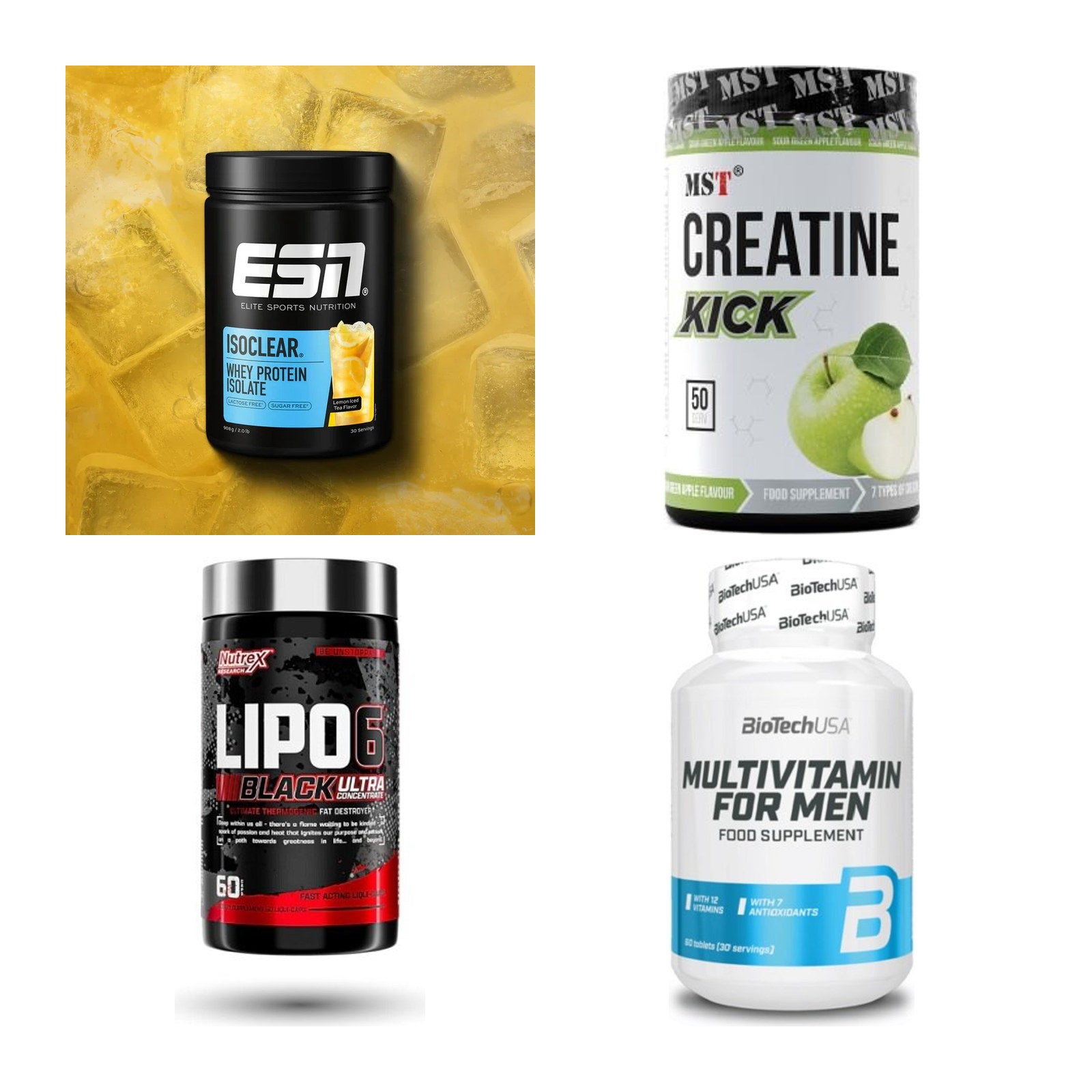 Wettkampfvorbereitung: ESN ISOCLEAR + MST Creatine + 2 weitere – alle enthaltenen Artikel