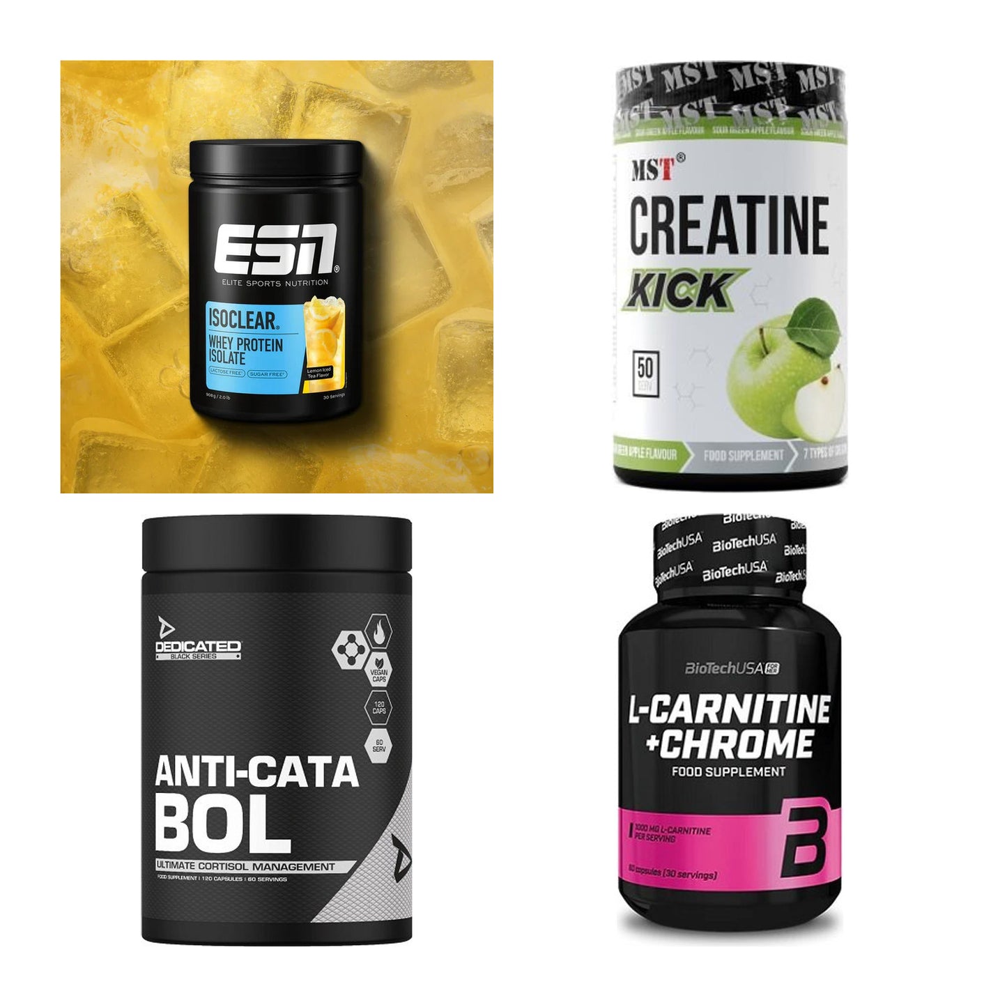 Wettkampfvorbereitung: ESN ISOCLEAR + MST Creatine + 2 weitere – alle enthaltenen Artikel