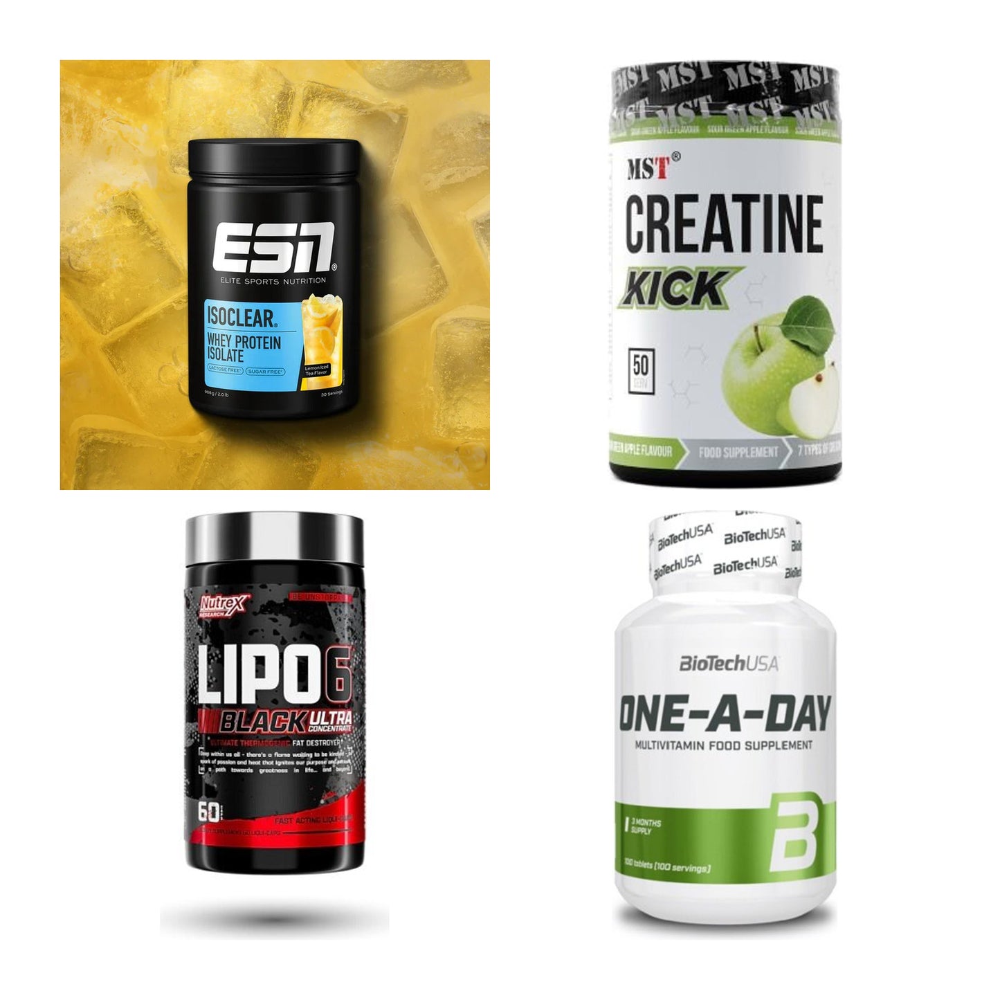 Wettkampfvorbereitung: ESN ISOCLEAR + MST Creatine + 2 weitere – alle enthaltenen Artikel