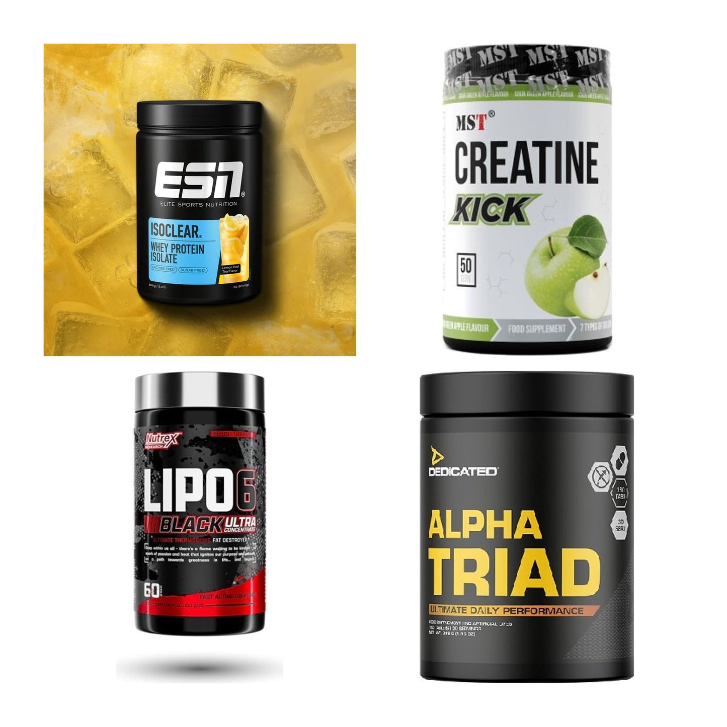 Wettkampfvorbereitung: ESN ISOCLEAR + MST Creatine + 2 weitere – alle enthaltenen Artikel