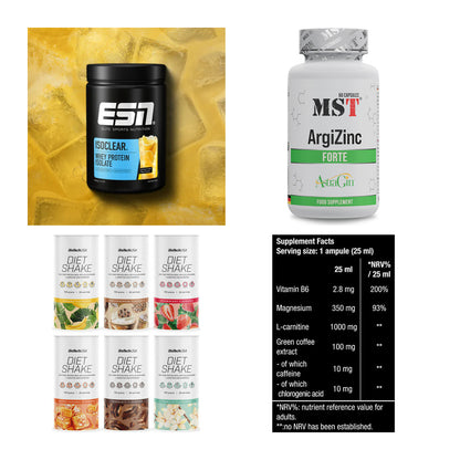 Wettkampfvorbereitung: ESN ISOCLEAR + MST ArgiZinc + 2 weitere – alle enthaltenen Artikel