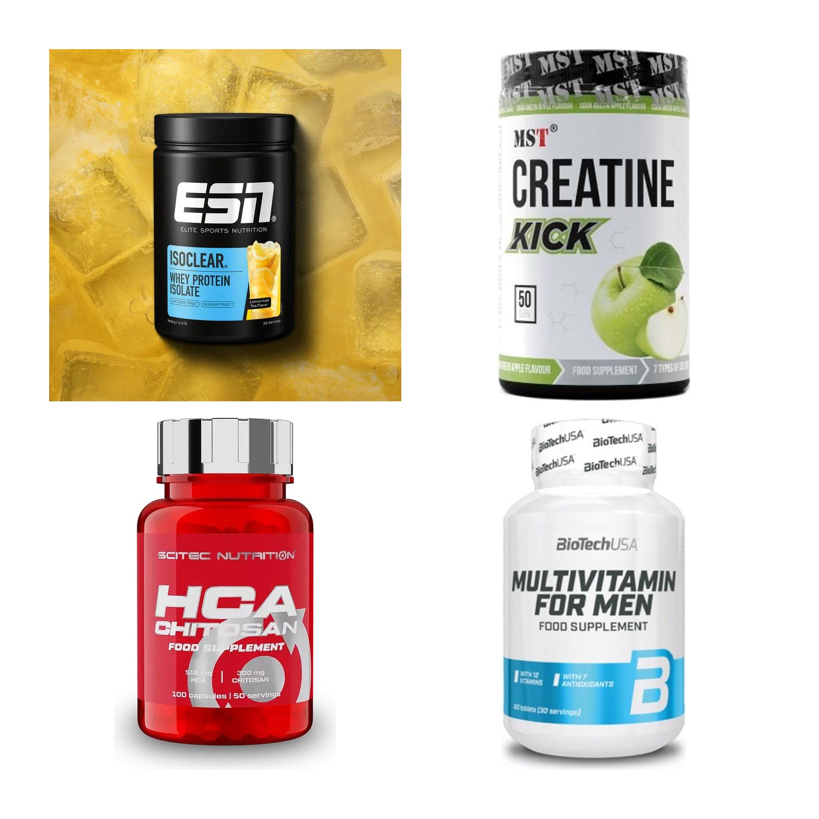 Wettkampfvorbereitung: ESN ISOCLEAR + MST Creatine + 2 weitere – alle enthaltenen Artikel