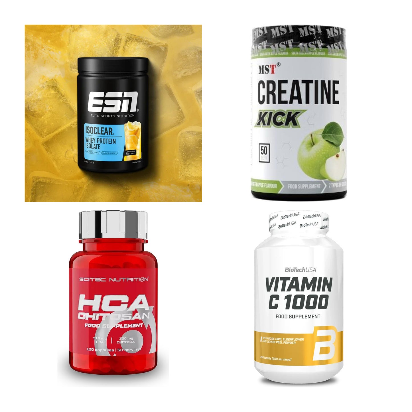 Wettkampfvorbereitung: ESN ISOCLEAR + MST Creatine + 2 weitere – alle enthaltenen Artikel