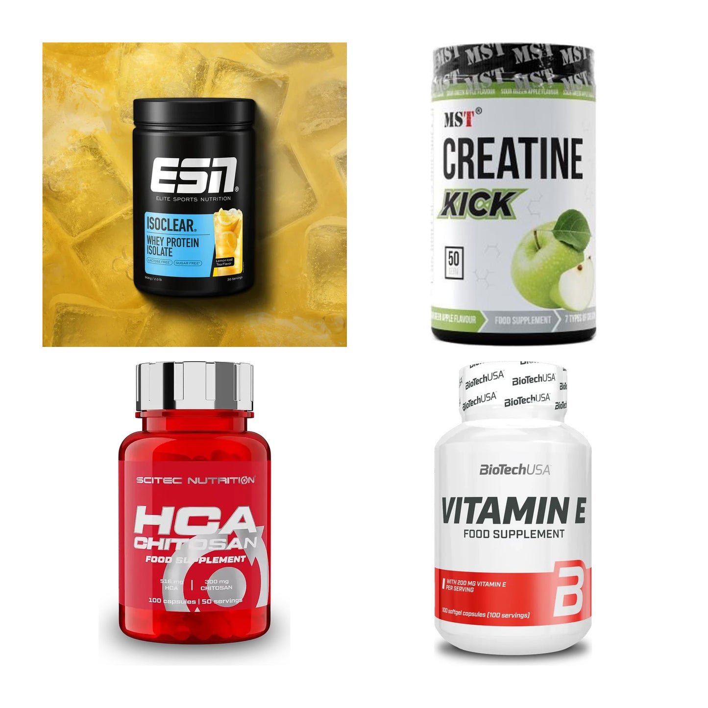 Wettkampfvorbereitung: ESN ISOCLEAR + MST Creatine + 2 weitere – alle enthaltenen Artikel