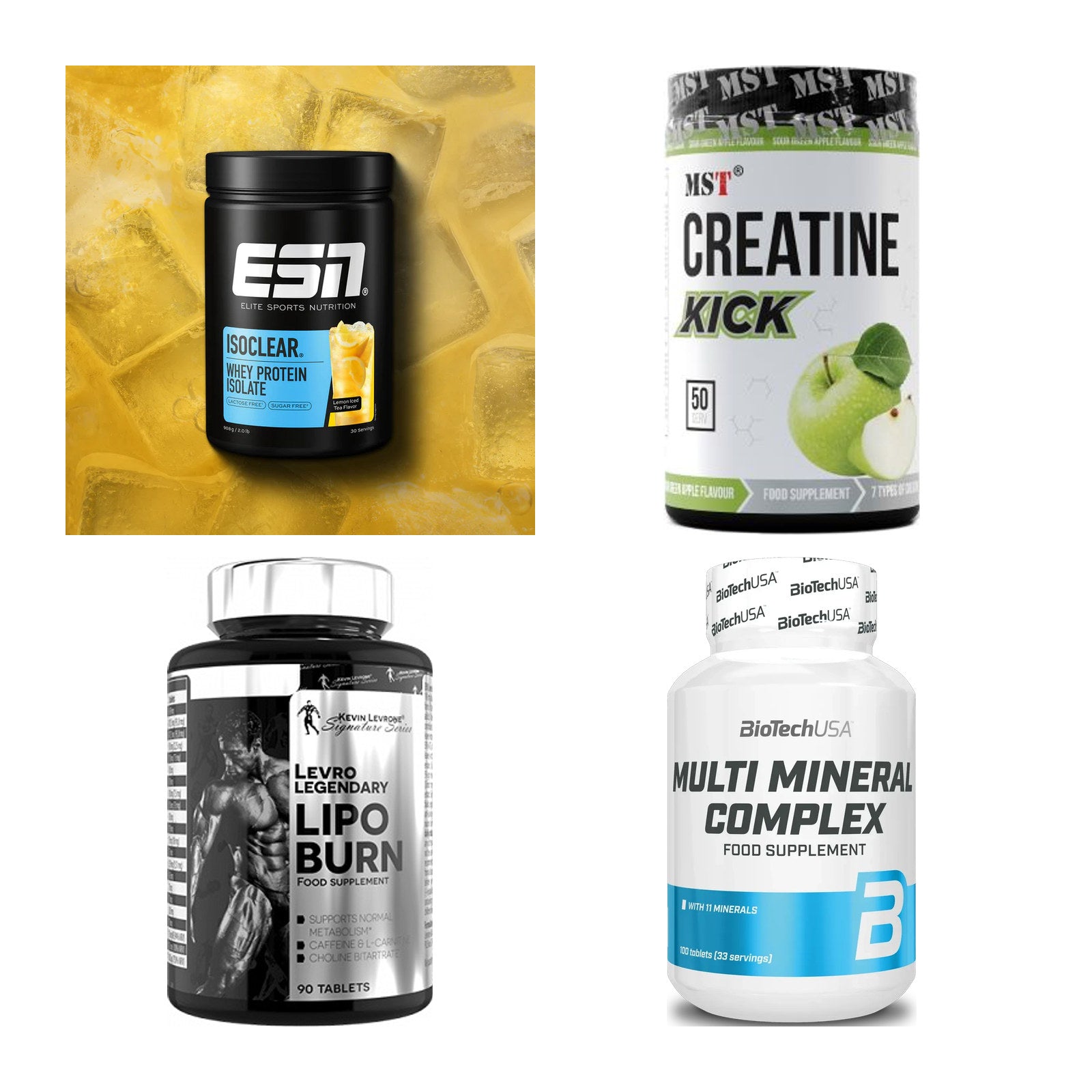 Wettkampfvorbereitung: ESN ISOCLEAR + MST Creatine + 2 weitere – alle enthaltenen Artikel