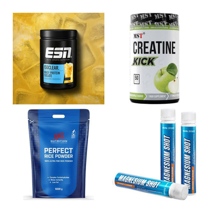 Wettkampfvorbereitung: ESN ISOCLEAR + MST Creatine + 2 weitere – alle enthaltenen Artikel
