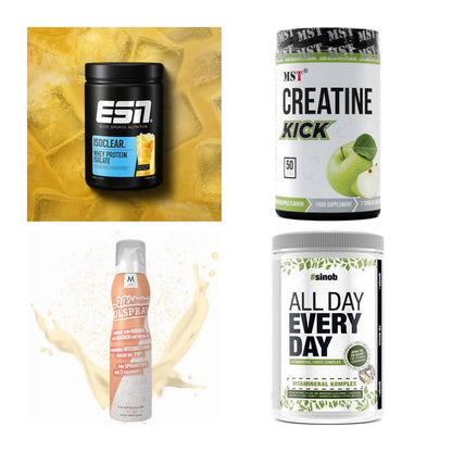 Wettkampfvorbereitung: ESN ISOCLEAR + MST Creatine + 2 weitere – alle enthaltenen Artikel