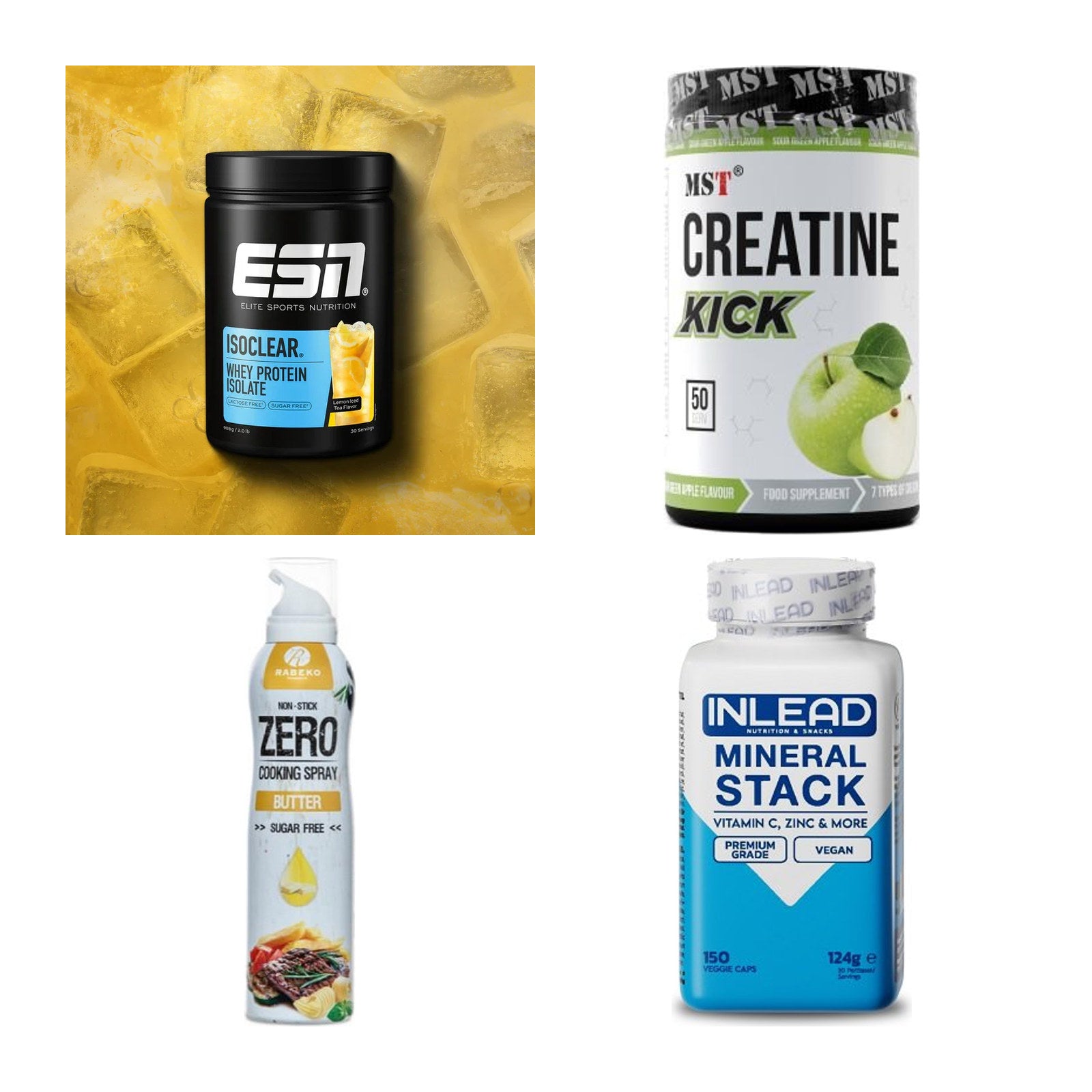 Wettkampfvorbereitung: ESN ISOCLEAR + MST Creatine + 2 weitere – alle enthaltenen Artikel