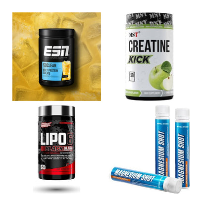Wettkampfvorbereitung: ESN ISOCLEAR + MST Creatine + 2 weitere – alle enthaltenen Artikel