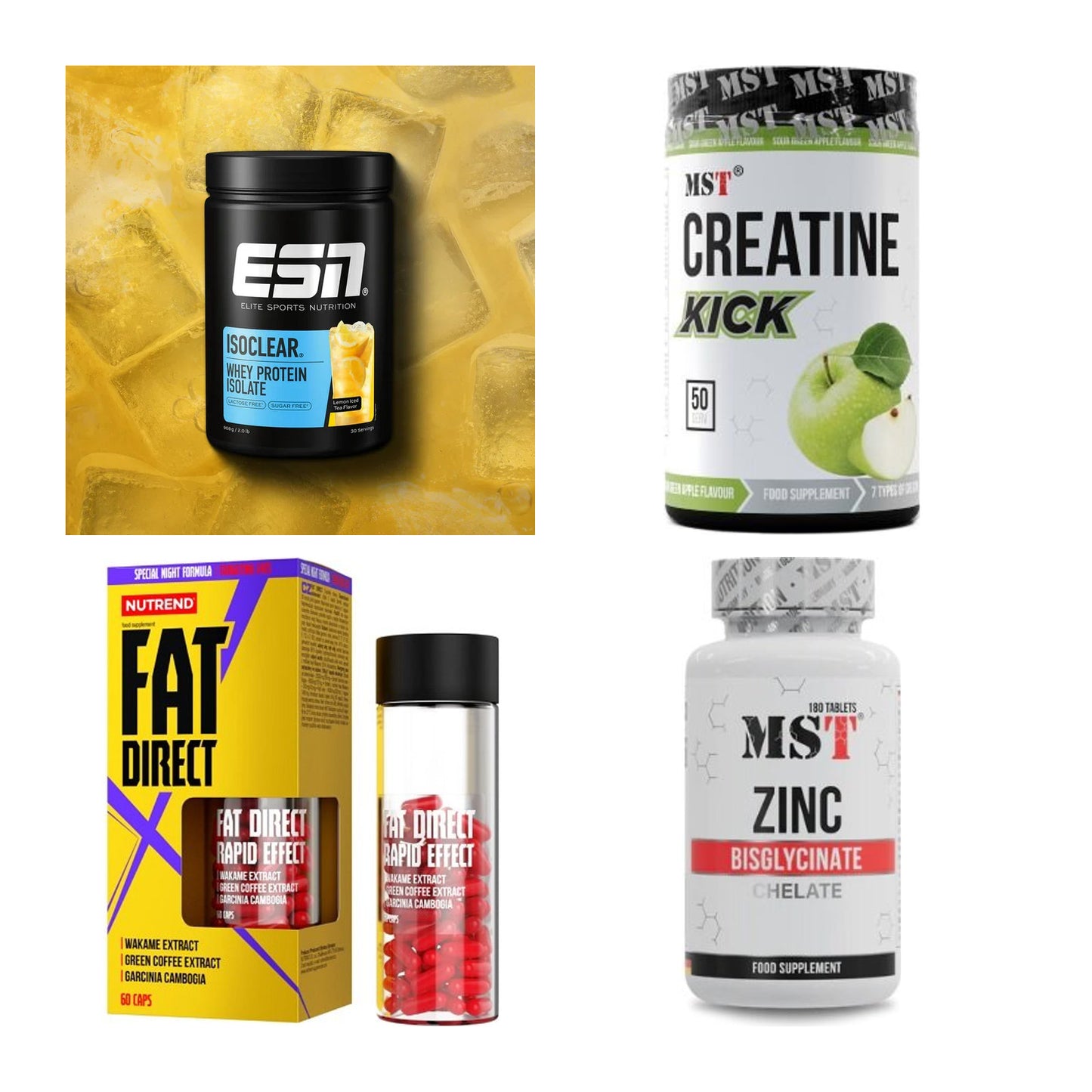 Wettkampfvorbereitung: ESN ISOCLEAR + MST Creatine + 2 weitere – alle enthaltenen Artikel