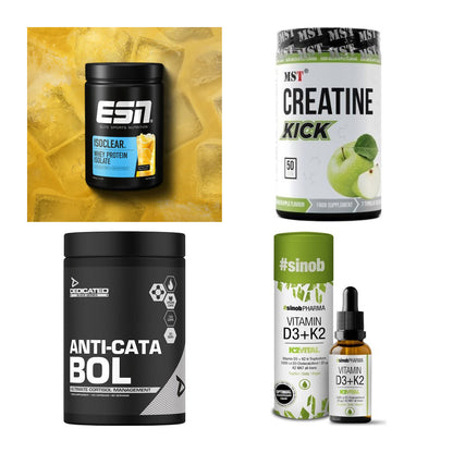 Wettkampfvorbereitung: ESN ISOCLEAR + MST Creatine + 2 weitere – alle enthaltenen Artikel