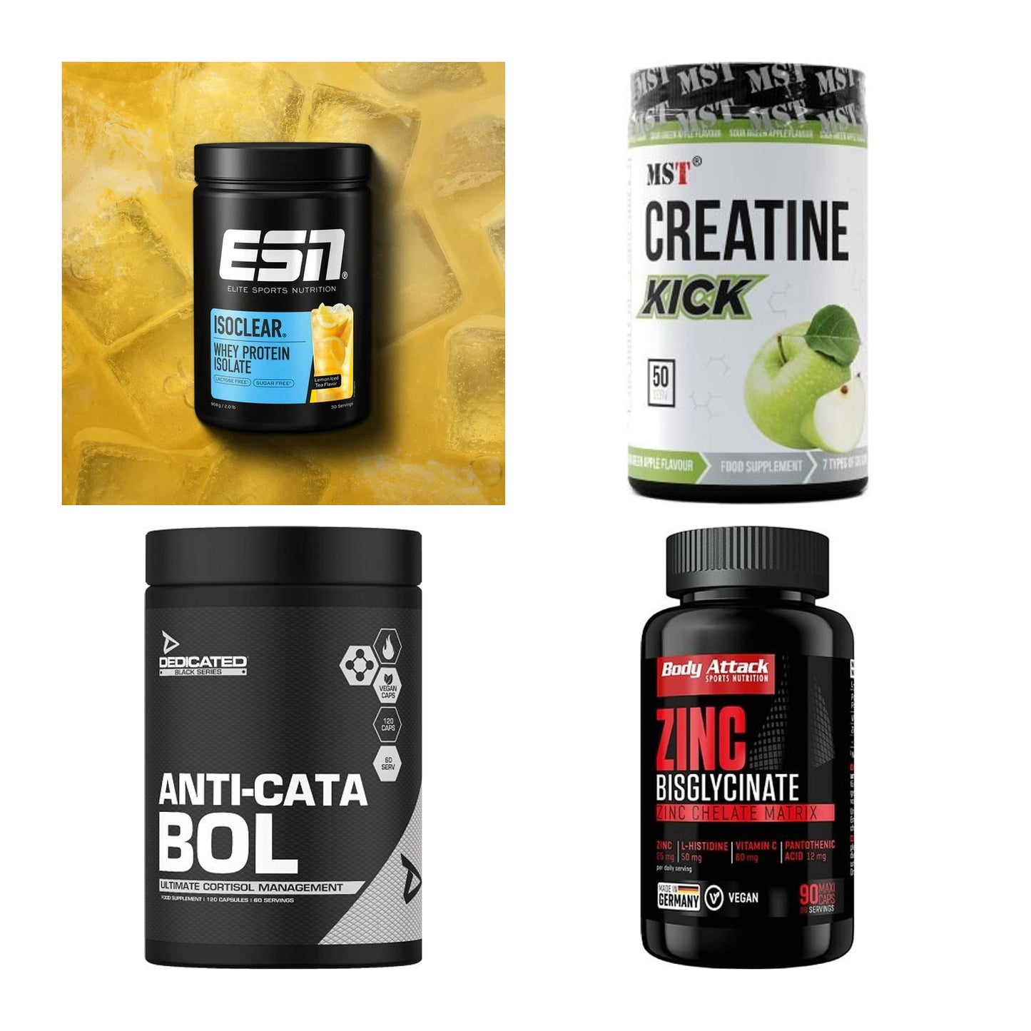 Wettkampfvorbereitung: ESN ISOCLEAR + MST Creatine + 2 weitere – alle enthaltenen Artikel