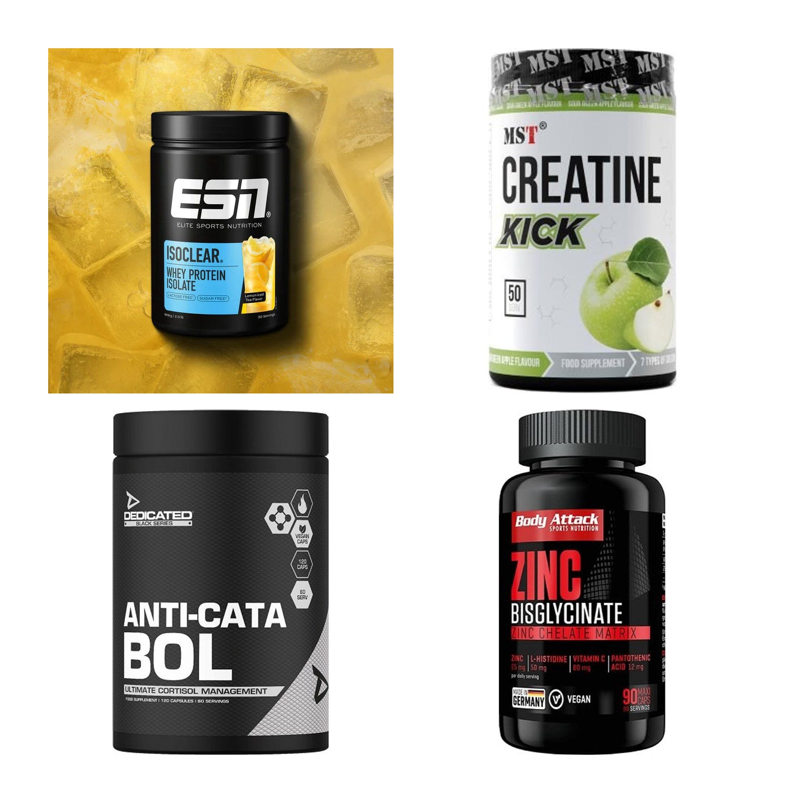 Wettkampfvorbereitung: ESN ISOCLEAR + MST Creatine + 2 weitere – alle enthaltenen Artikel