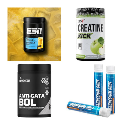 Wettkampfvorbereitung: ESN ISOCLEAR + MST Creatine + 2 weitere – alle enthaltenen Artikel