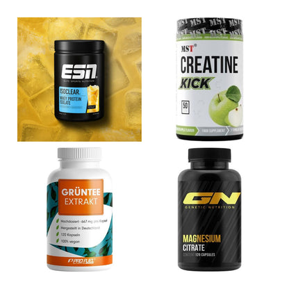 Wettkampfvorbereitung: ESN ISOCLEAR + MST Creatine + 2 weitere – alle enthaltenen Artikel