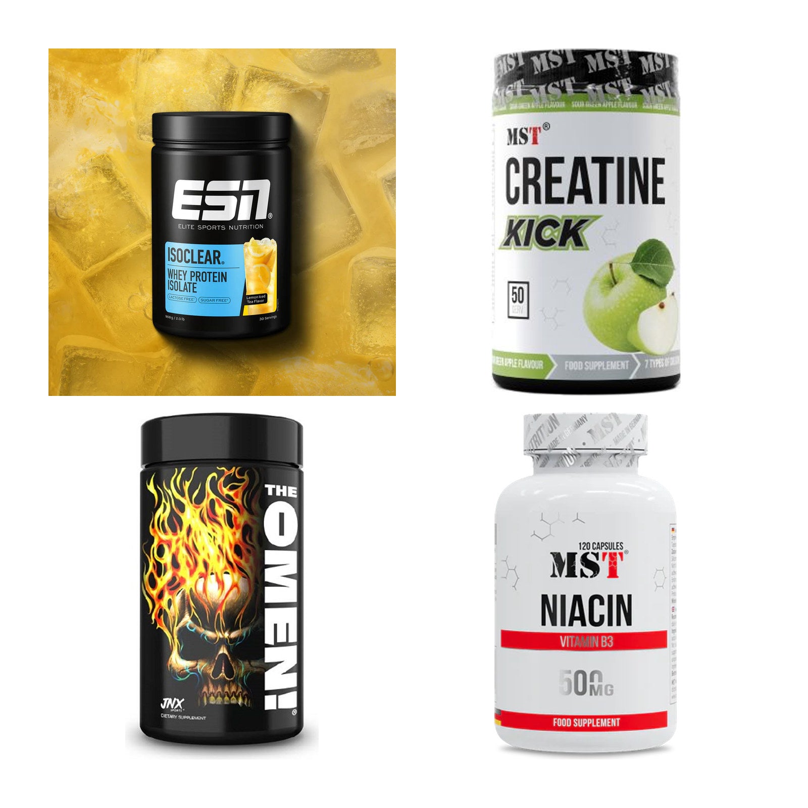 Wettkampfvorbereitung: ESN ISOCLEAR + MST Creatine + 2 weitere – alle enthaltenen Artikel