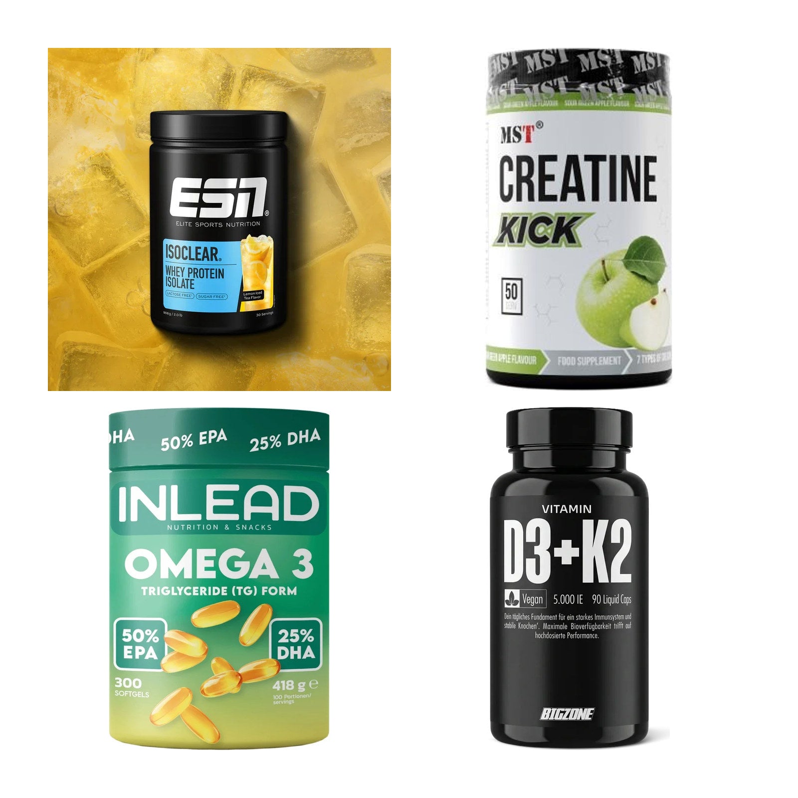 Wettkampfvorbereitung: ESN ISOCLEAR + MST Creatine + 2 weitere – alle enthaltenen Artikel