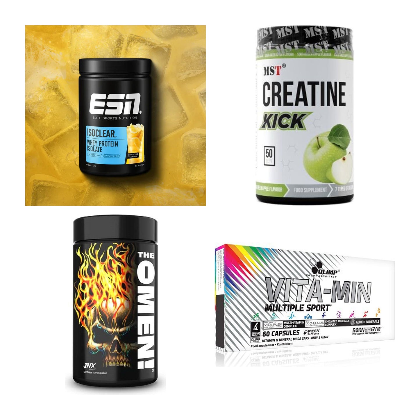 Wettkampfvorbereitung: ESN ISOCLEAR + MST Creatine + 2 weitere – alle enthaltenen Artikel