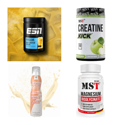 Wettkampfvorbereitung: ESN ISOCLEAR + MST Creatine + 2 weitere – alle enthaltenen Artikel