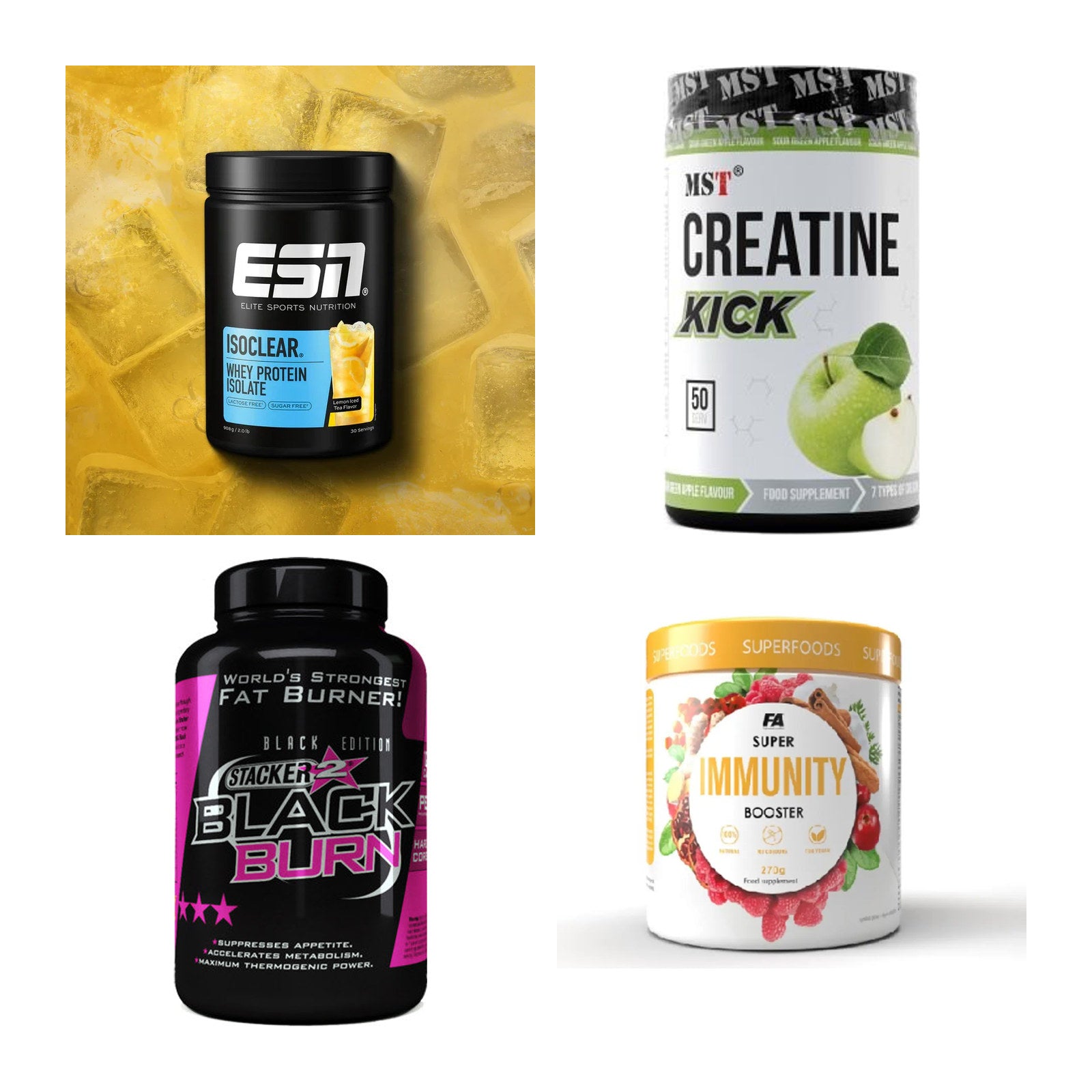 Wettkampfvorbereitung: ESN ISOCLEAR + MST Creatine + 2 weitere – alle enthaltenen Artikel