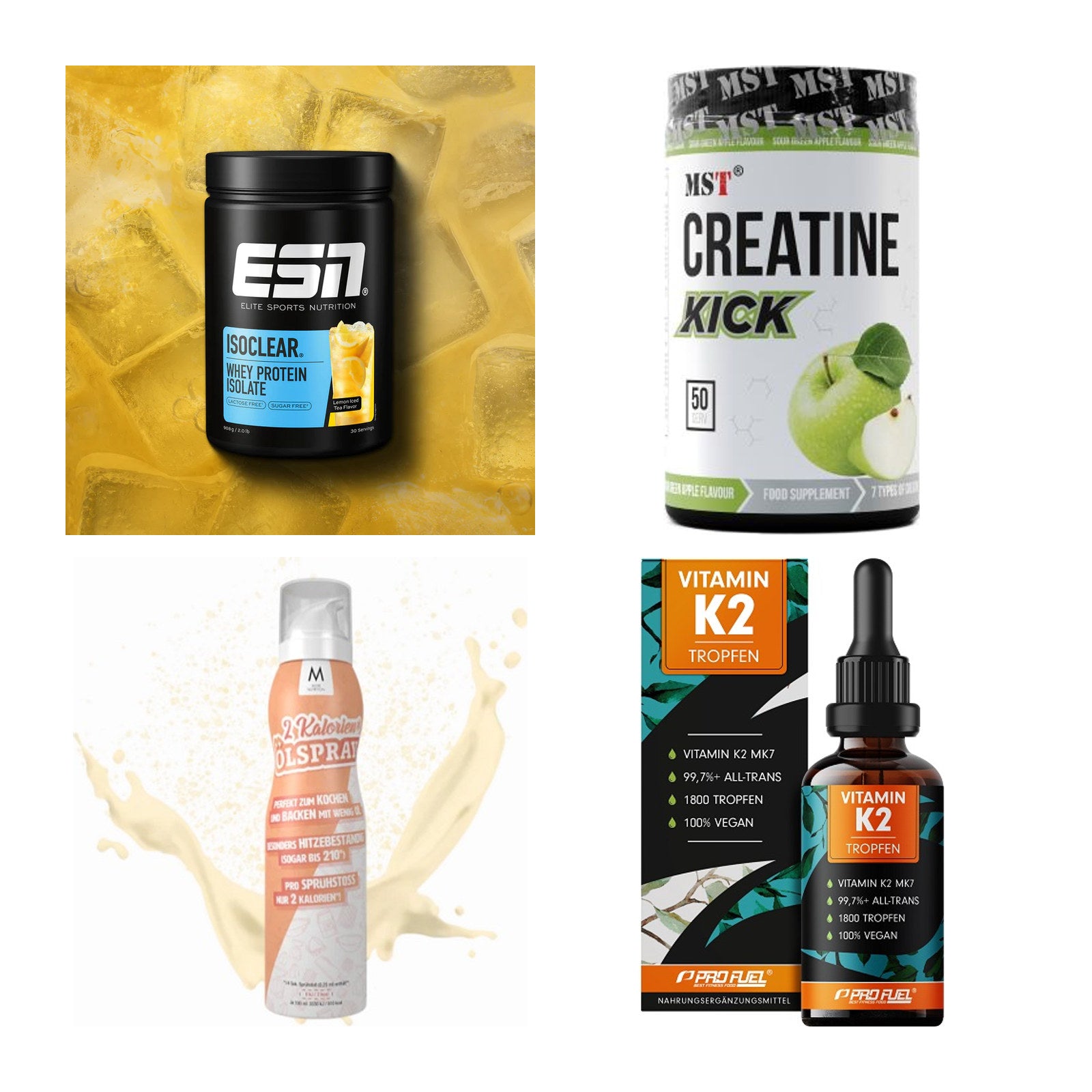 Wettkampfvorbereitung: ESN ISOCLEAR + MST Creatine + 2 weitere – alle enthaltenen Artikel