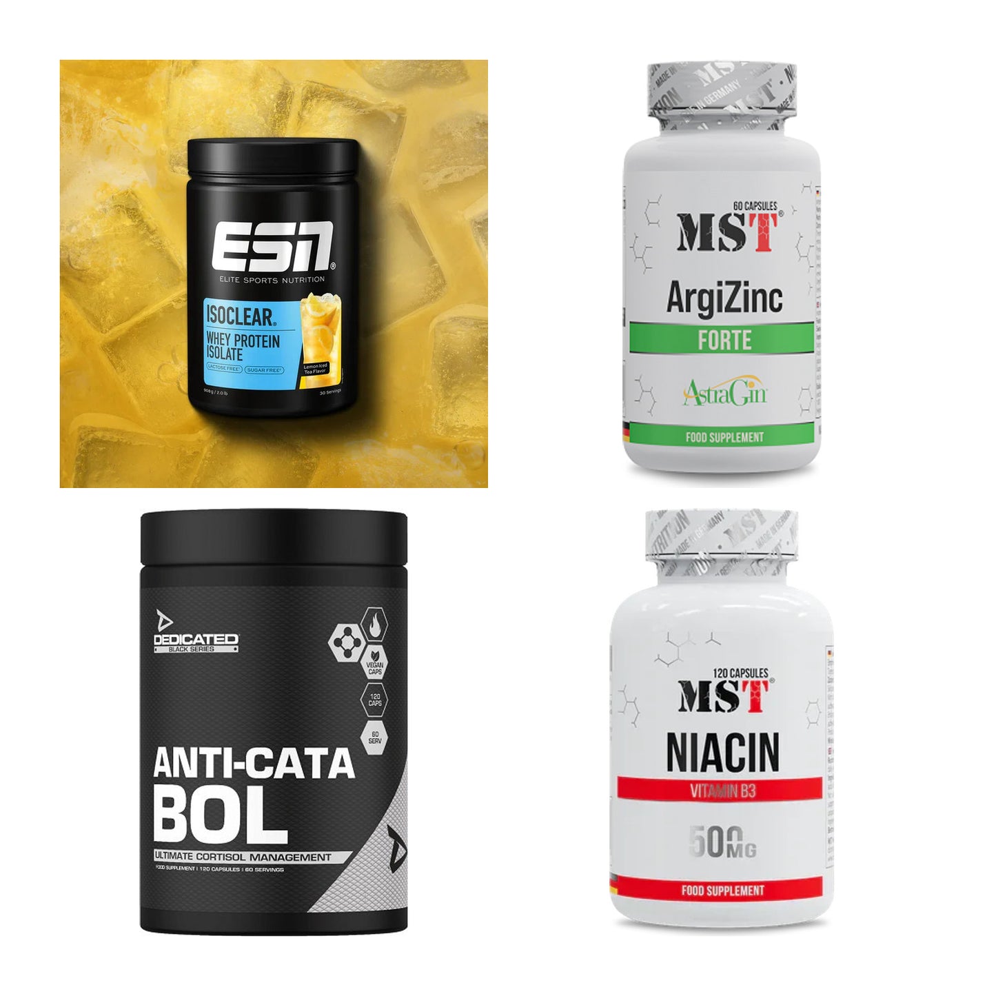 Wettkampfvorbereitung: ESN ISOCLEAR + MST ArgiZinc + 2 weitere – alle enthaltenen Artikel