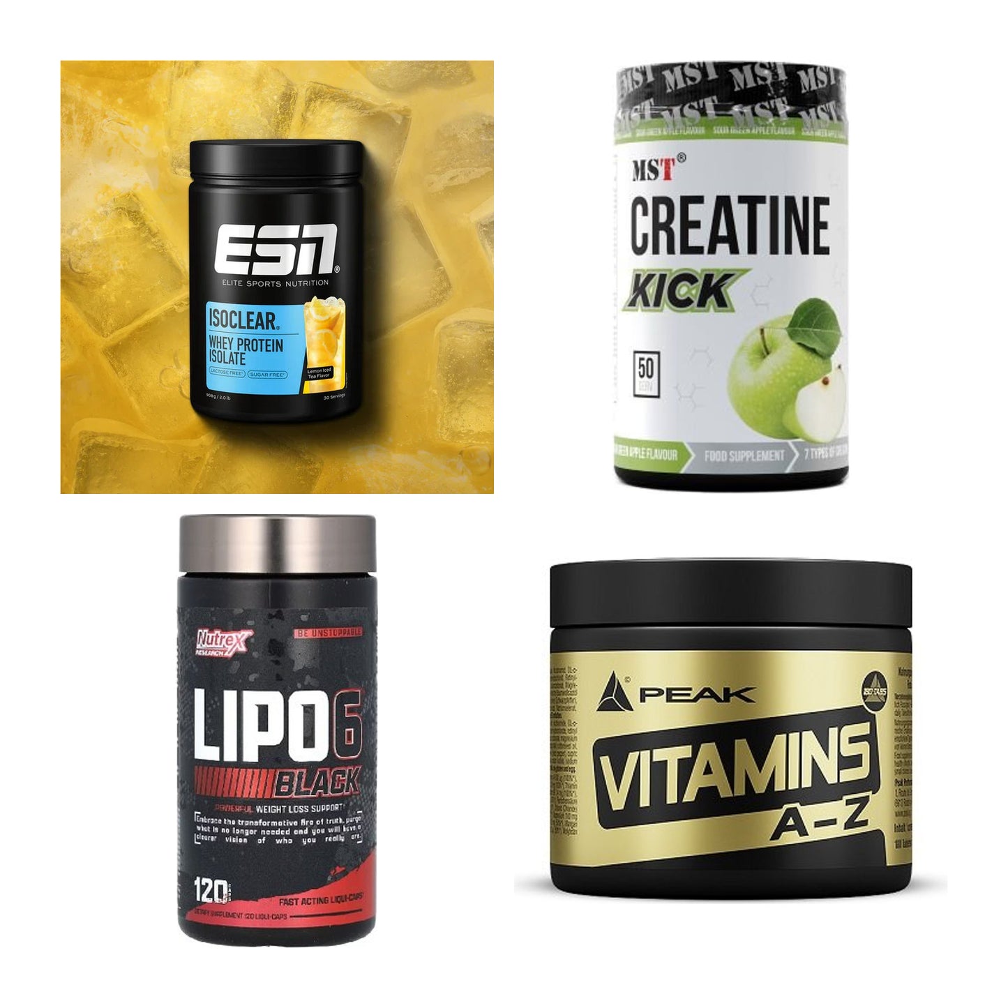 Wettkampfvorbereitung: ESN ISOCLEAR + MST Creatine + 2 weitere – alle enthaltenen Artikel