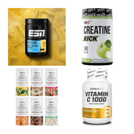 Wettkampfvorbereitung: ESN ISOCLEAR + MST Creatine + 2 weitere – alle enthaltenen Artikel