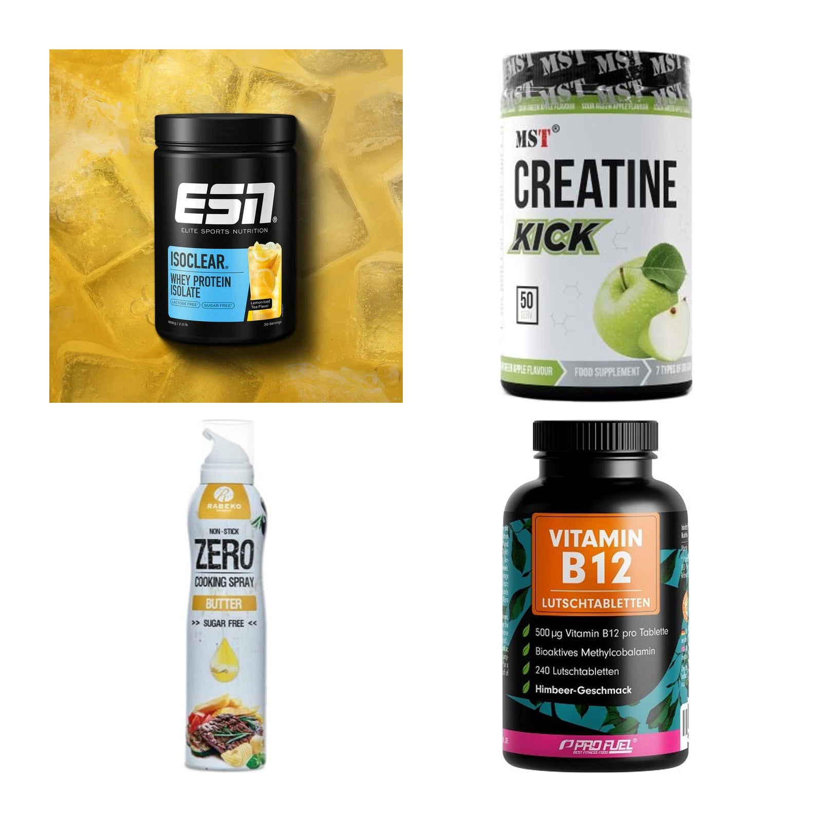 Wettkampfvorbereitung: ESN ISOCLEAR + MST Creatine + 2 weitere – alle enthaltenen Artikel