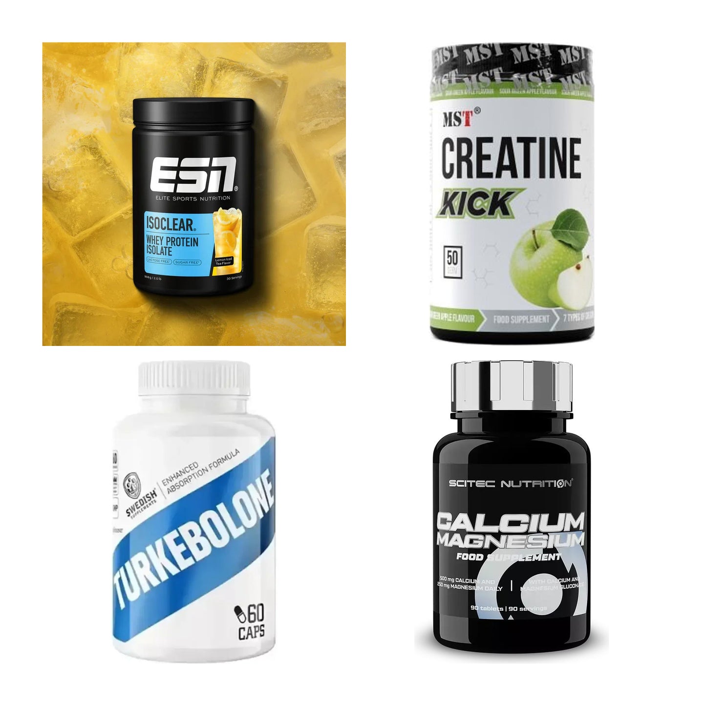 Wettkampfvorbereitung: ESN ISOCLEAR + MST Creatine + 2 weitere – alle enthaltenen Artikel