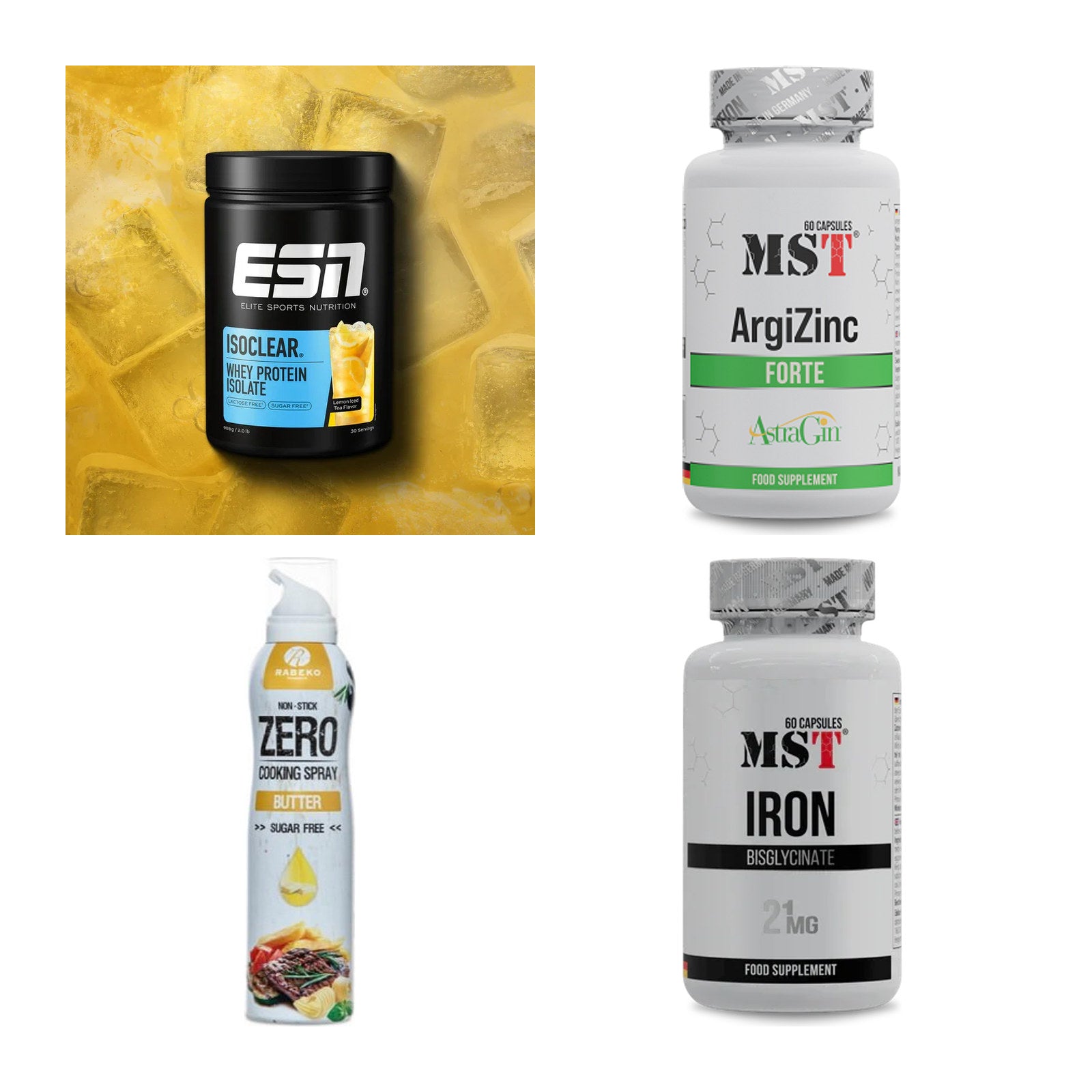Wettkampfvorbereitung: ESN ISOCLEAR + MST ArgiZinc + 2 weitere – alle enthaltenen Artikel