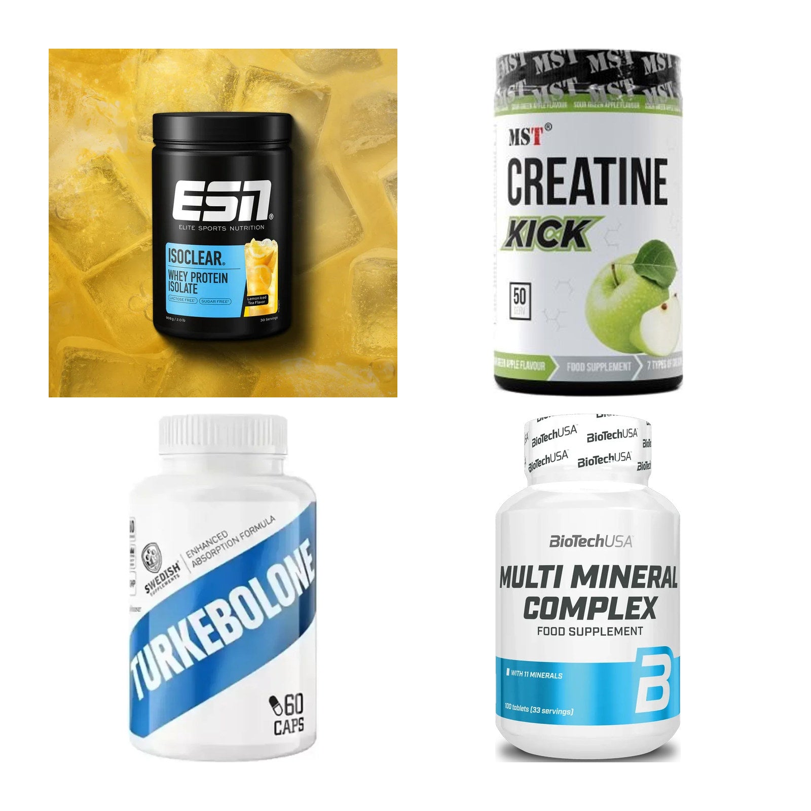 Wettkampfvorbereitung: ESN ISOCLEAR + MST Creatine + 2 weitere – alle enthaltenen Artikel