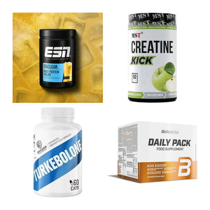Wettkampfvorbereitung: ESN ISOCLEAR + MST Creatine + 2 weitere – alle enthaltenen Artikel