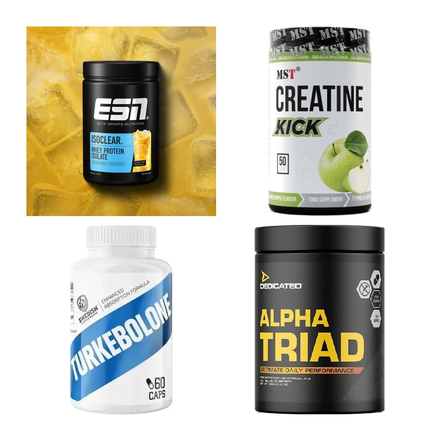 Wettkampfvorbereitung: ESN ISOCLEAR + MST Creatine + 2 weitere – alle enthaltenen Artikel